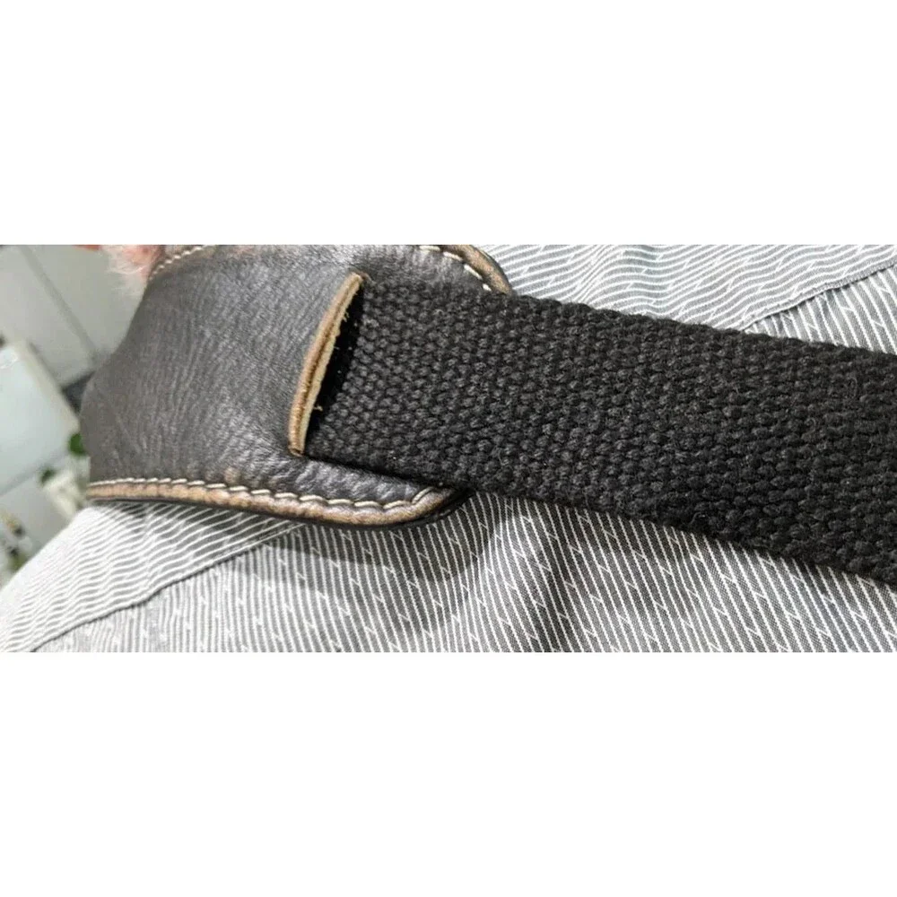 NOS Vintage Black Rivet Large Leather Man Crossbody Cowhide Distressed Brown Bag